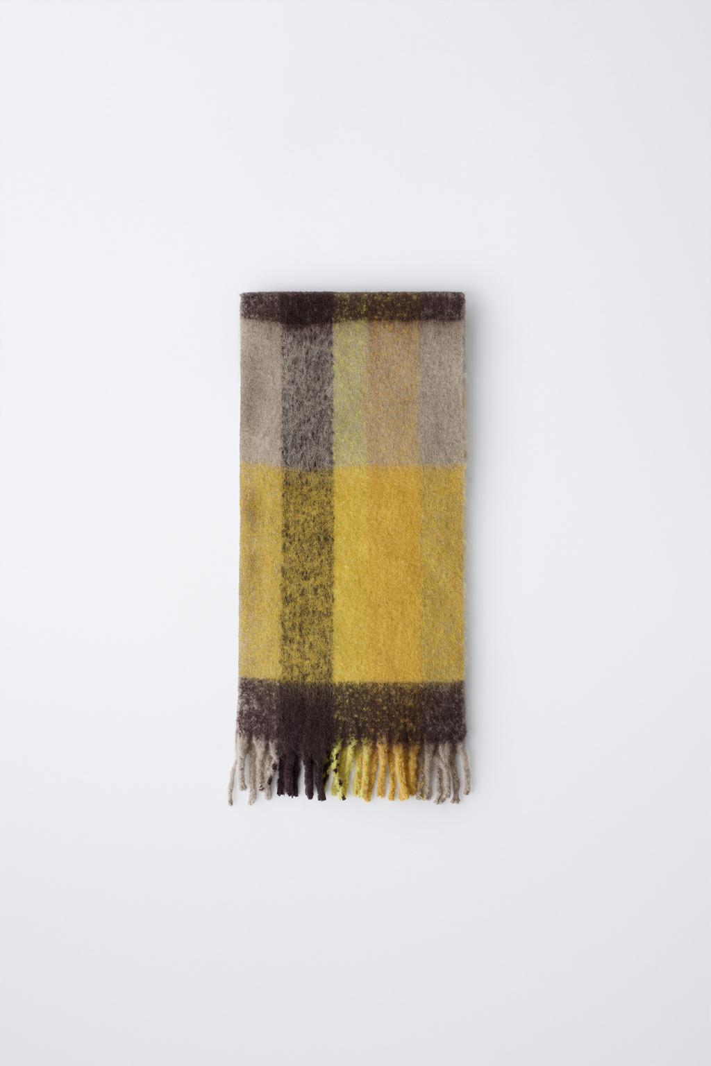 БОЛЬШОЙ ШАРФ В КЛЕТКУ С ШЕРСТЬЮ