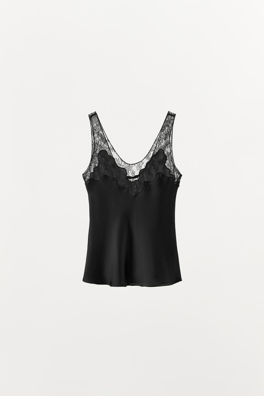 АТЛАСНЫЙ ТОП В БЕЛЬЕВОМ СТИЛЕ С КРУЖЕВОМ