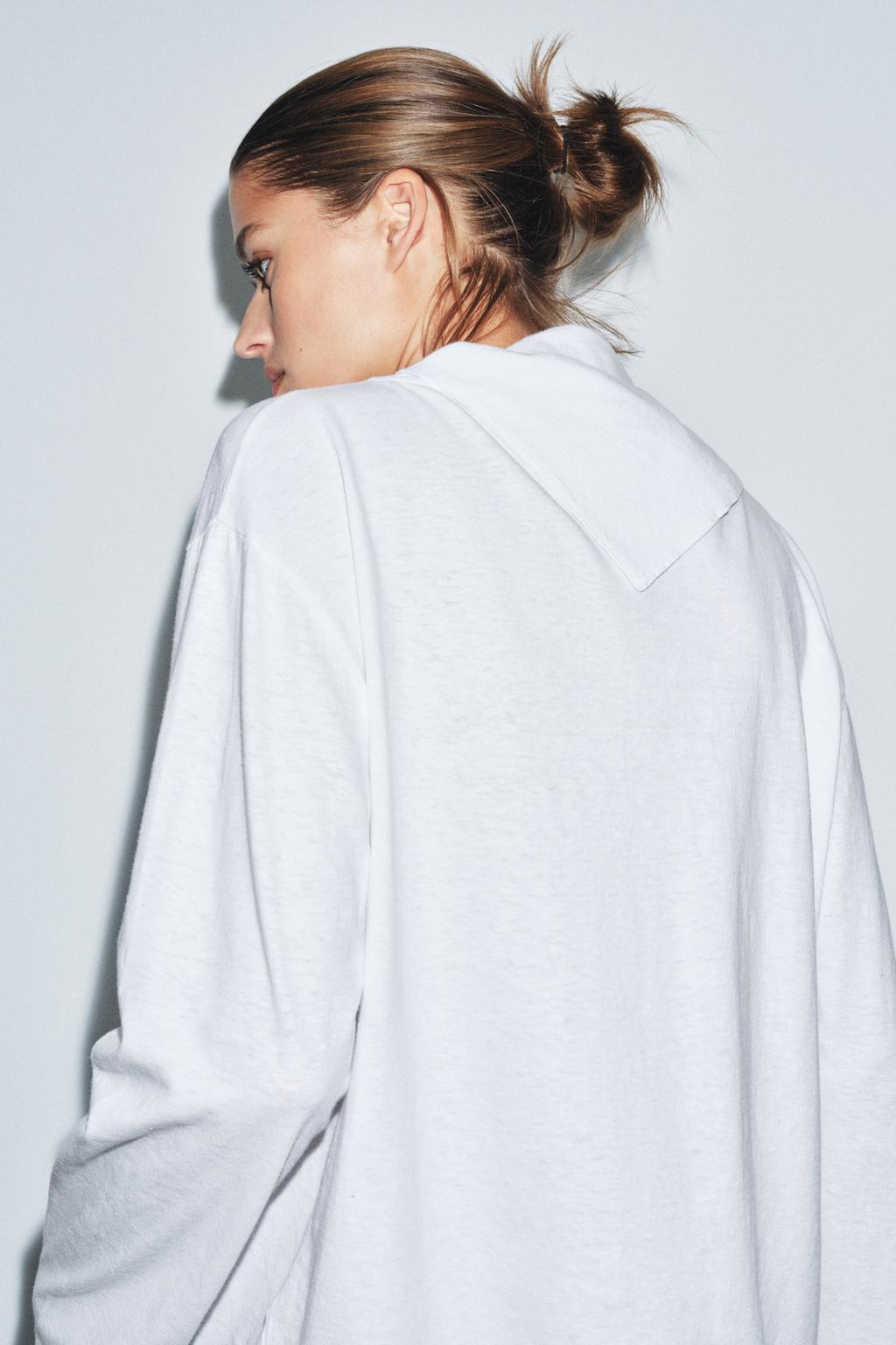 ФУТБОЛКА С ДЛИННЫМИ РУКАВАМИ И ВОРОТНИКОМ-ПЛАТКОМ