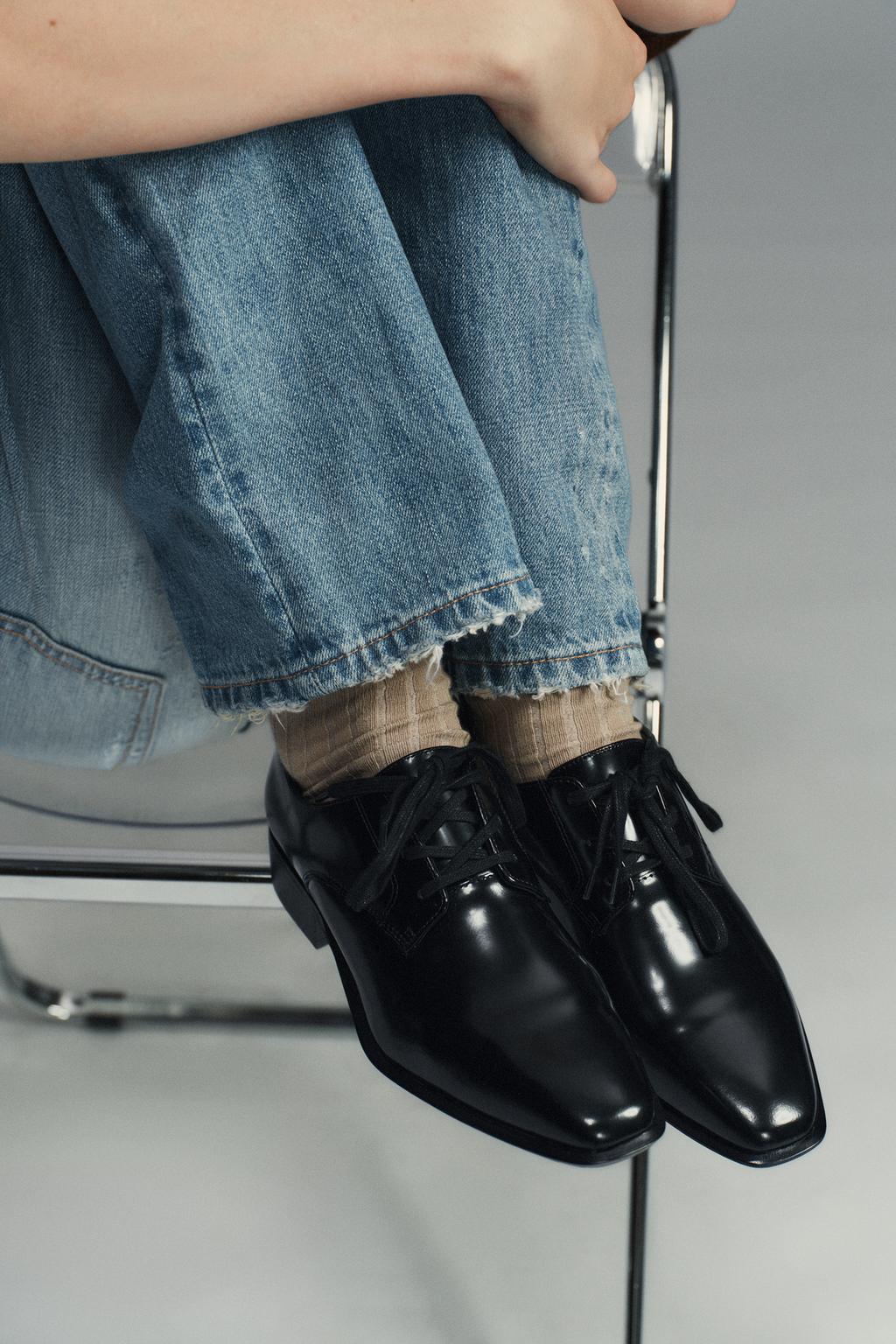 КОЖАНЫЕ ТУФЛИ-ДЕРБИ СО ШНУРОВКОЙ