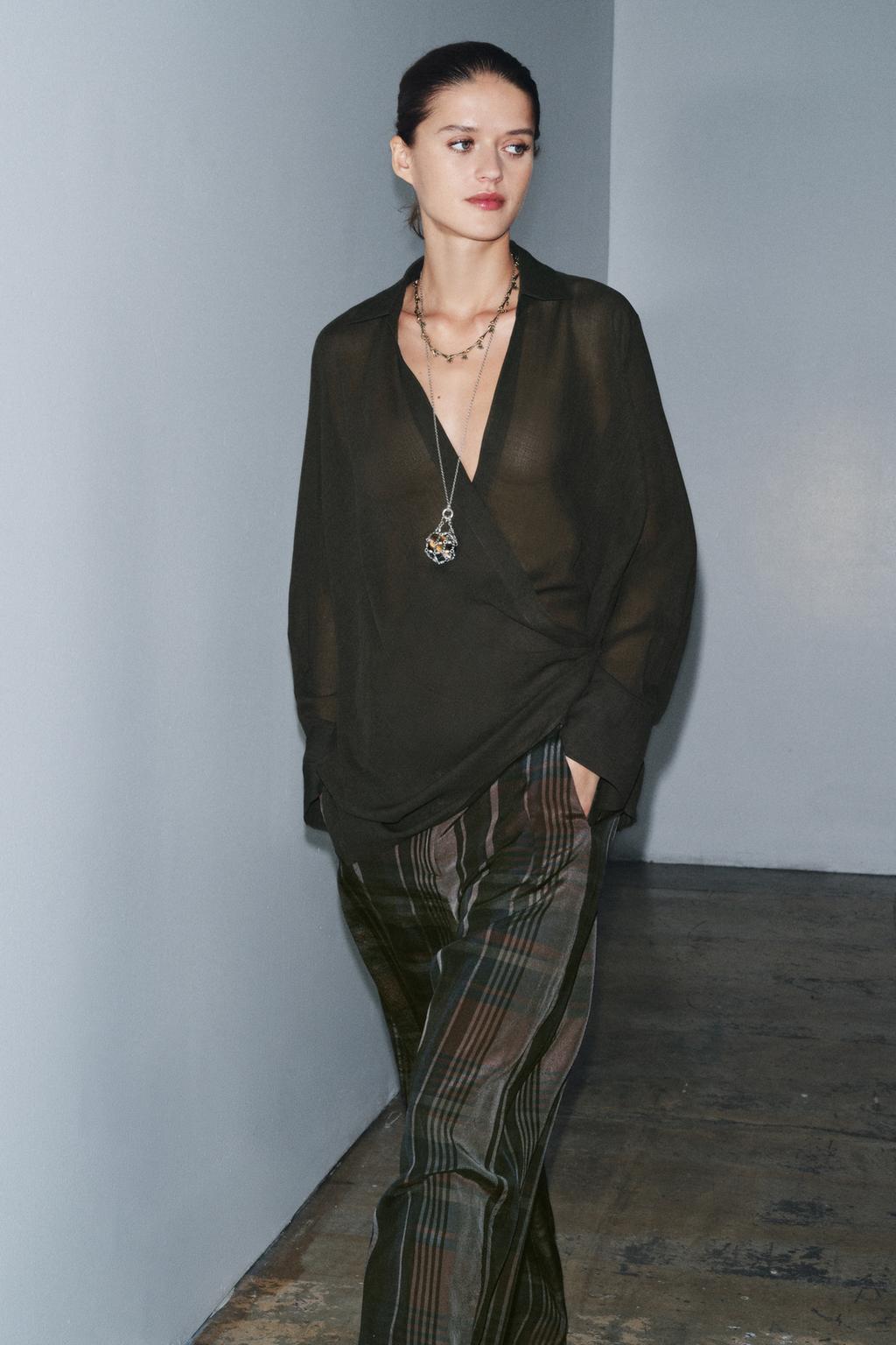 АСИММЕТРИЧНЫЙ ТОП С ЗАПАХОМ ИЗ СМЕСОВОЙ ШЕРСТИ — ZW COLLECTION