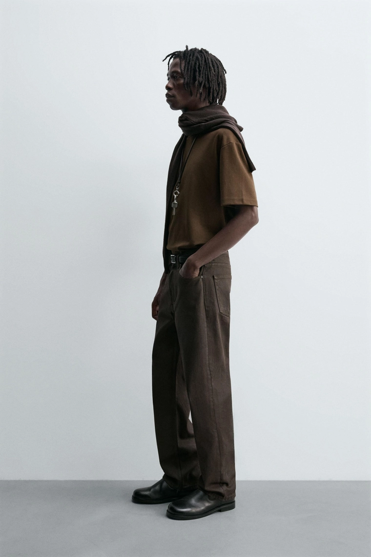 Джинсы прямого кроя с восковым покрытием