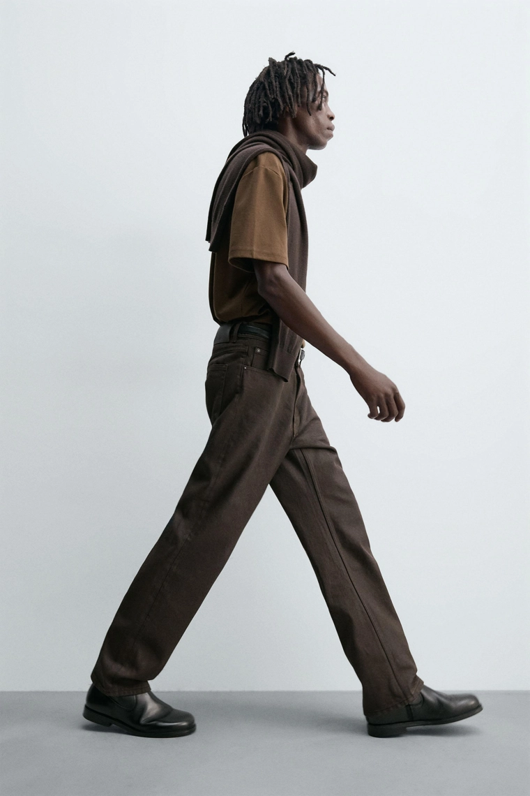 Джинсы прямого кроя с восковым покрытием