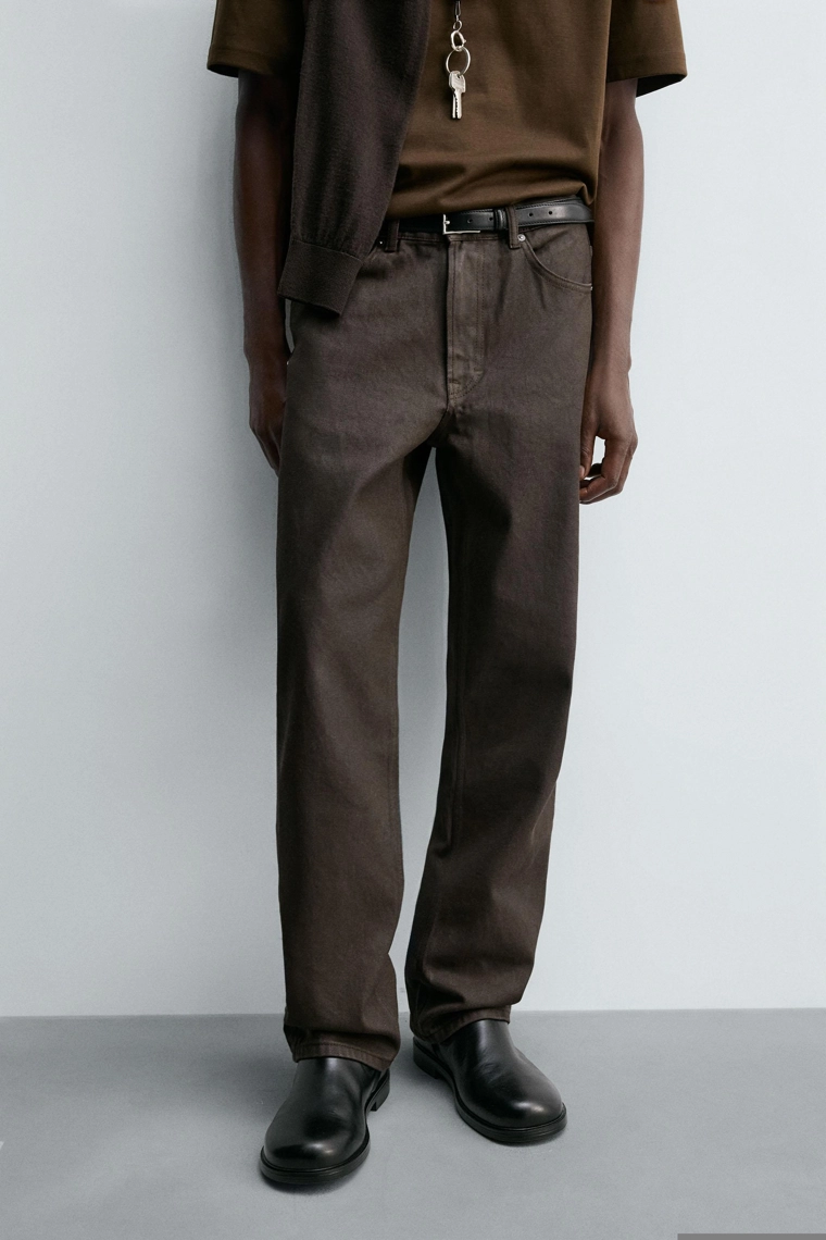 Джинсы прямого кроя с восковым покрытием