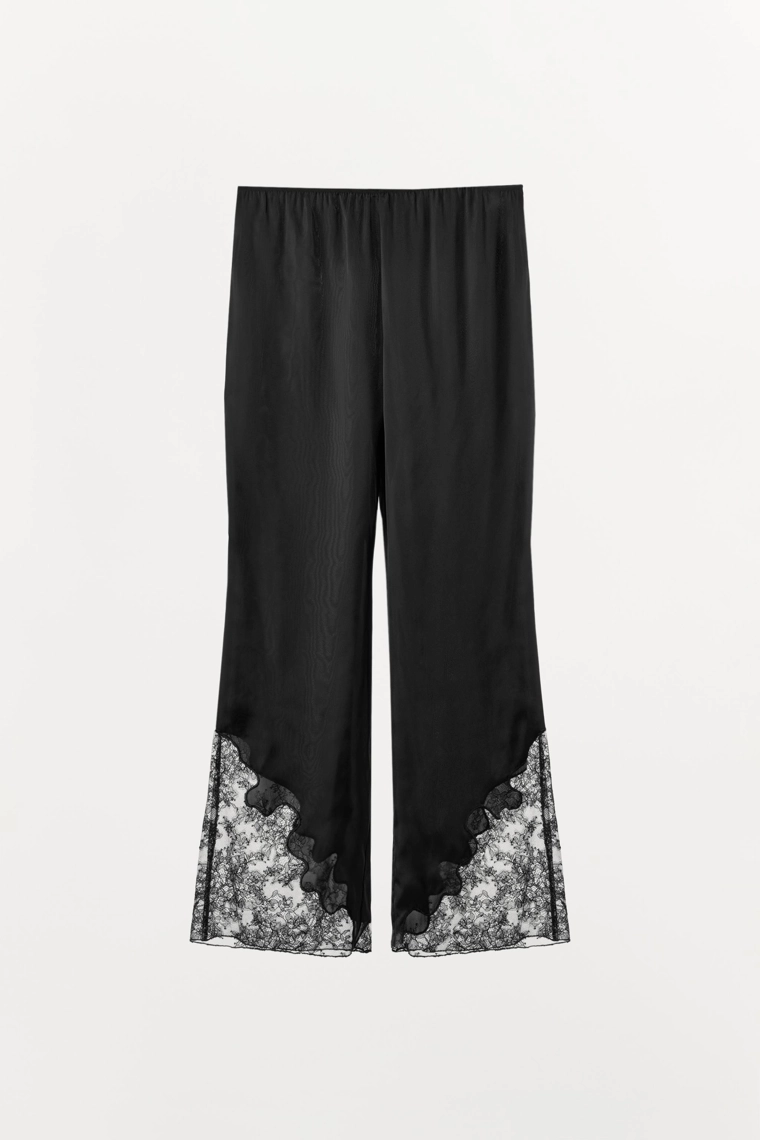 Брюки из атласа с кружевом