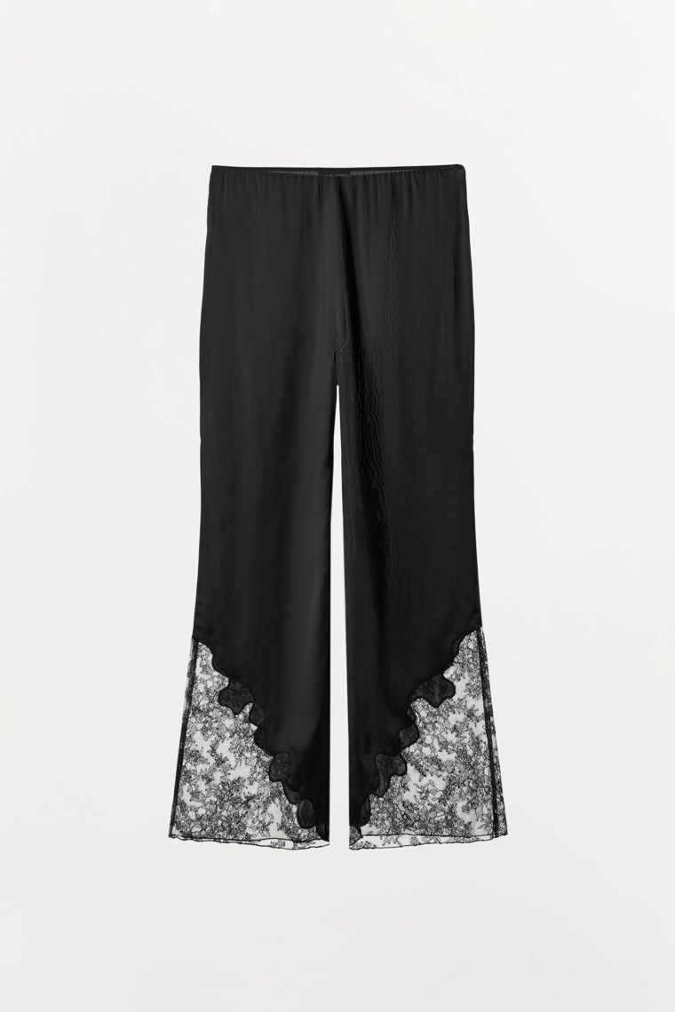 Брюки из атласа с кружевом