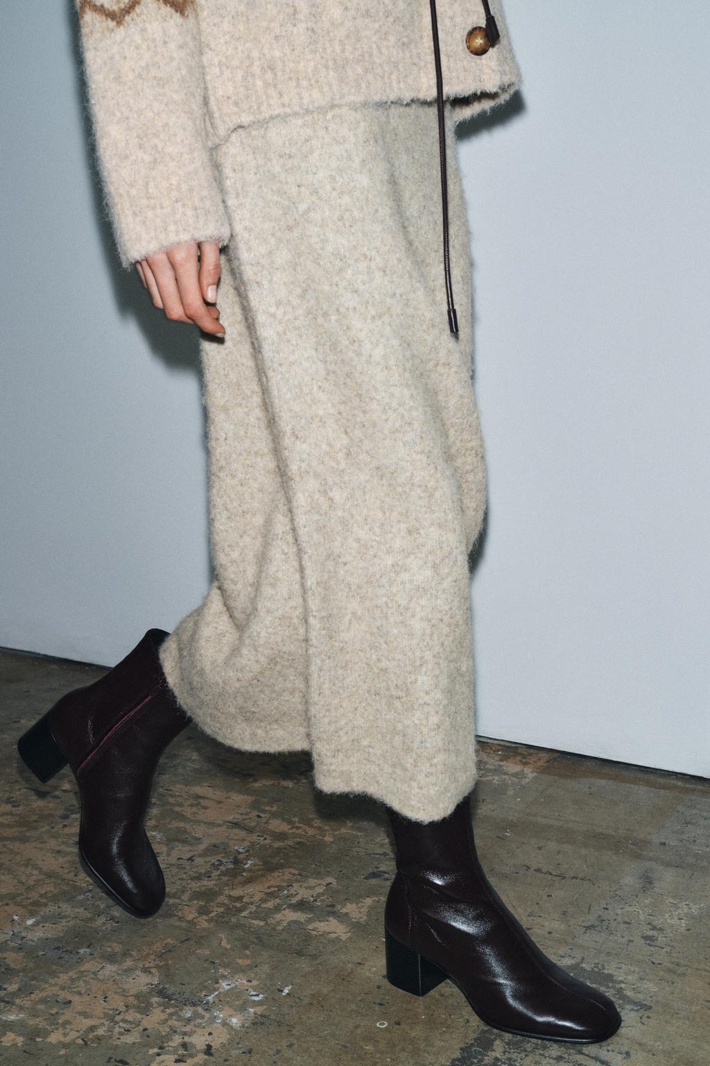 ЮБКА МИДИ ИЗ ВЯЗАНОГО МАТЕРИАЛА С ЭФФЕКТОМ ВОРСА