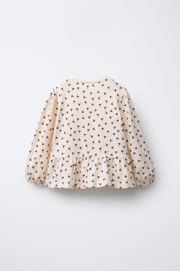 Футболка с цветочным принтом и бархатным бантом