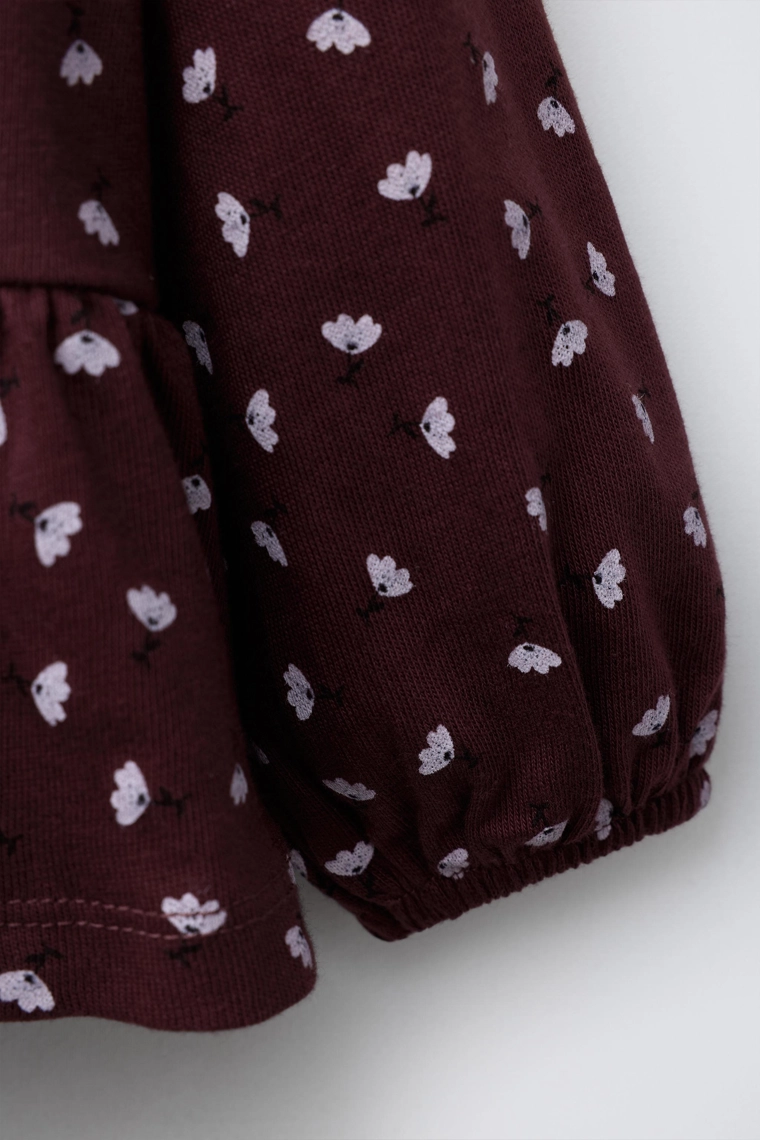 Футболка с цветочным принтом и бархатным бантом