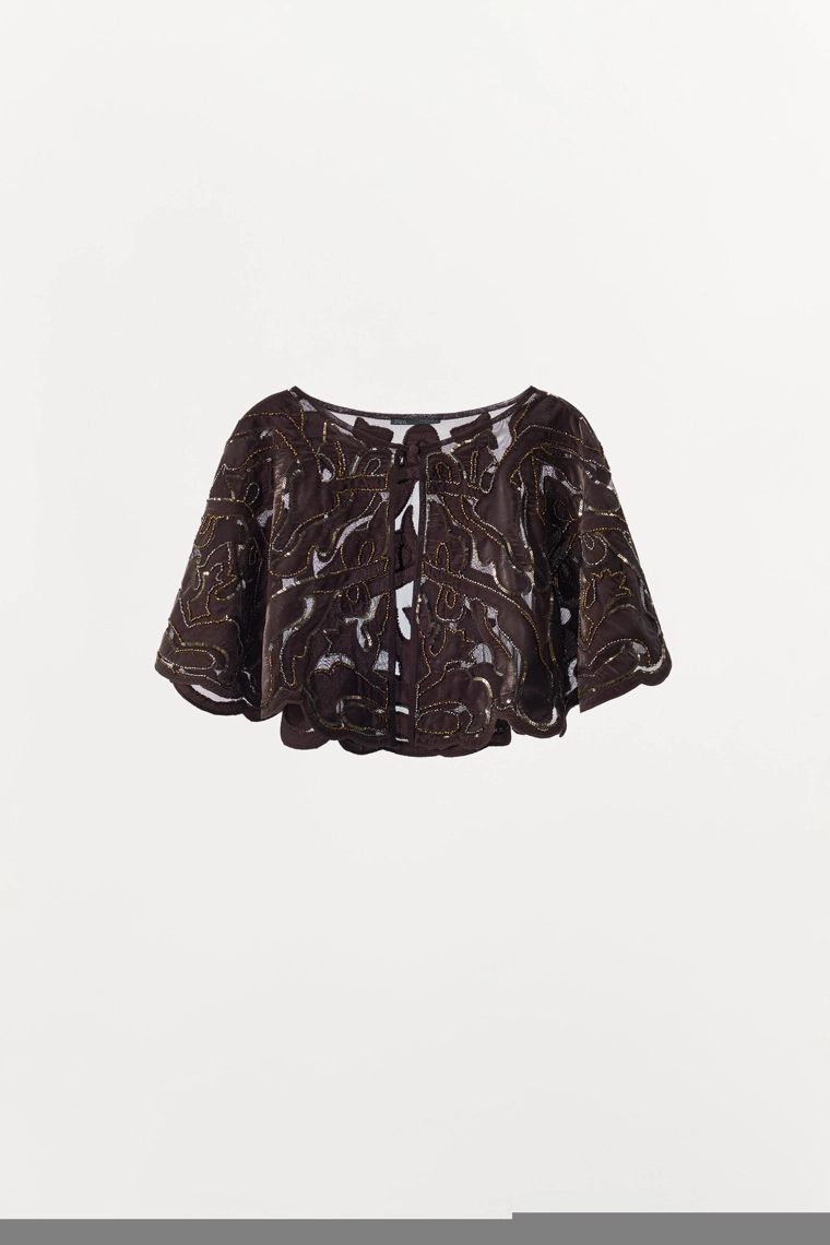 Комбинированный пальтовый накидка с бисером и пайетками