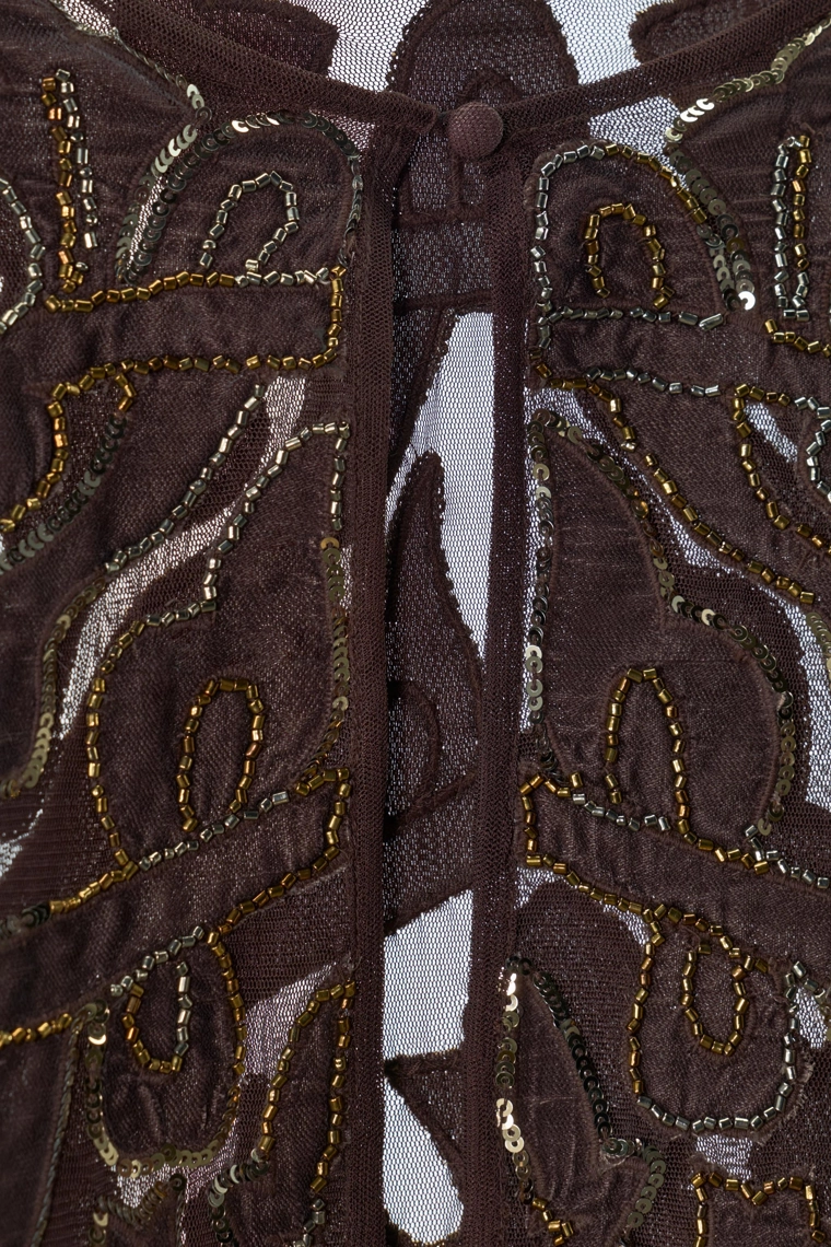 Комбинированный пальтовый накидка с бисером и пайетками