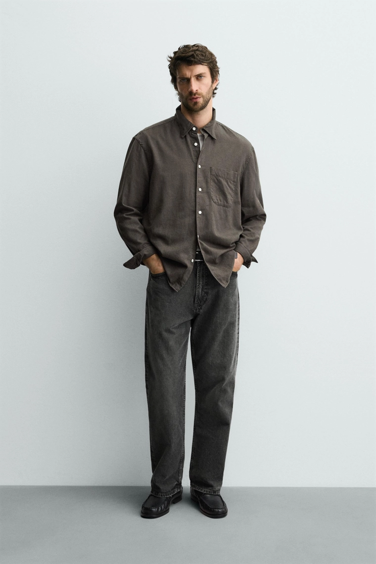 Рубашка в клетку с завершением под ворс