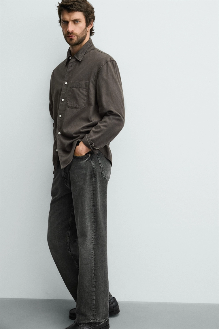 Рубашка в клетку с завершением под ворс