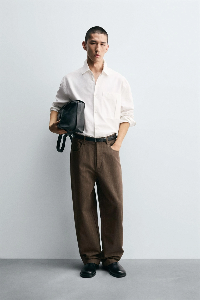 Брюки баллон из полосатого жаккарда