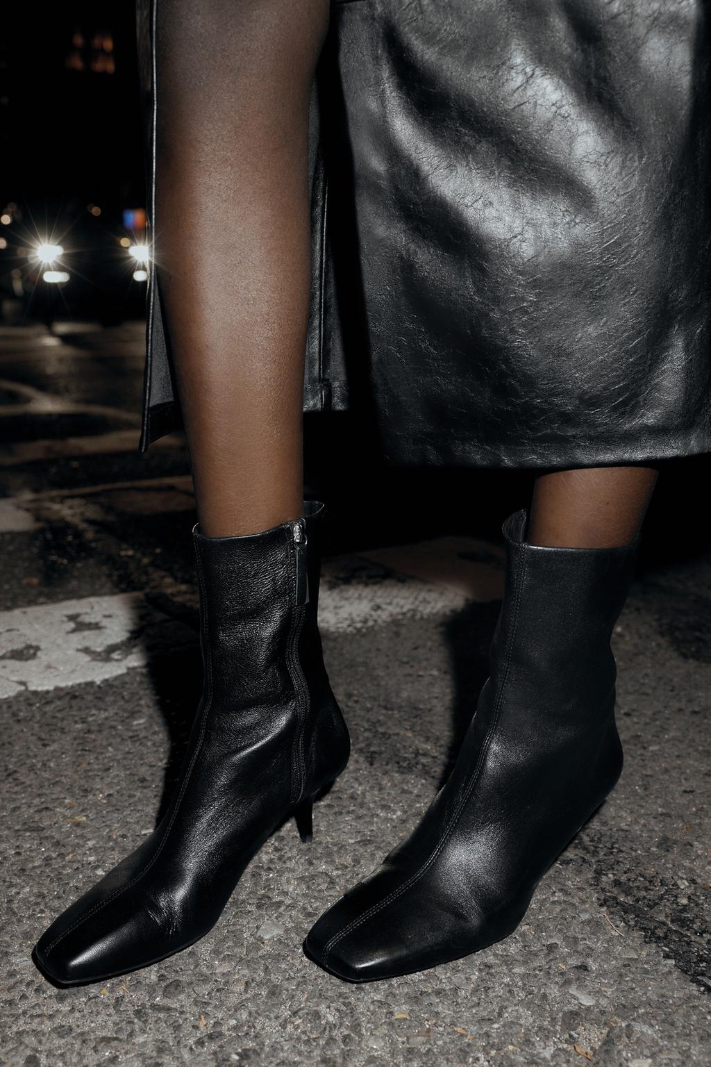 БОТИЛЬОНЫ ИЗ МЯГКОЙ КОЖИ НА ТОНКОМ КАБЛУКЕ