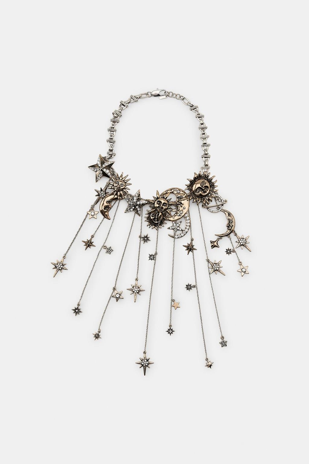 МЕТАЛЛИЧЕСКОЕ ОЖЕРЕЛЬЕ С ЛУНАМИ И ЗВЕЗДАМИ