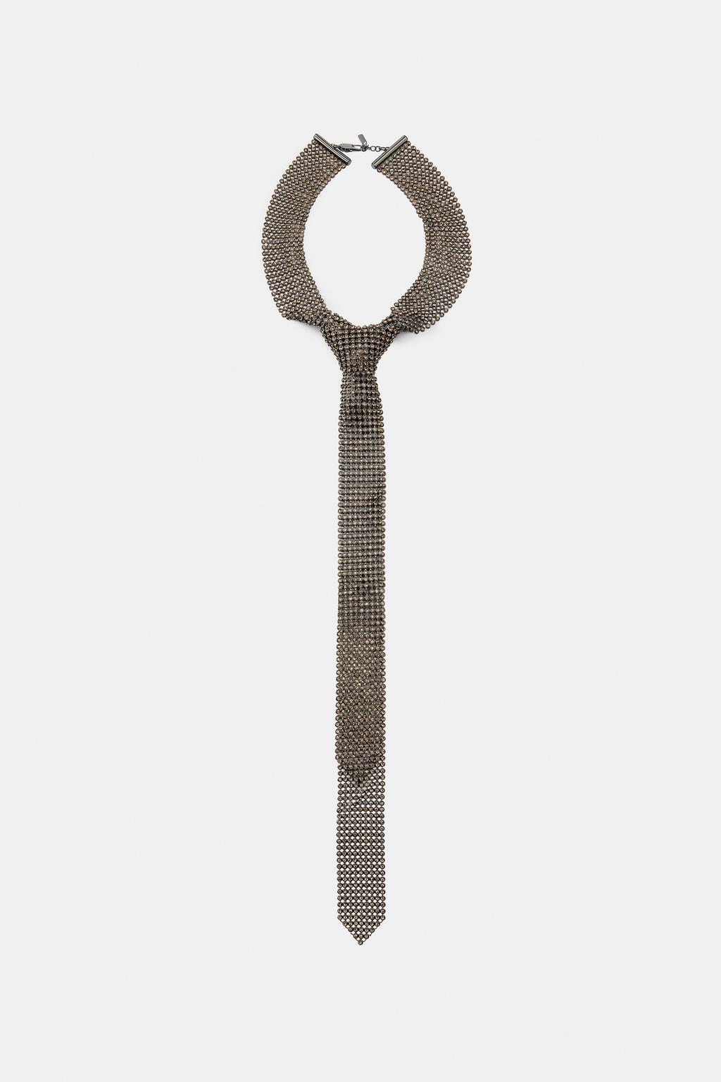 МЕТАЛЛИЧЕСКОЕ ОЖЕРЕЛЬЕ-ГАЛСТУК СО СТРАЗАМИ