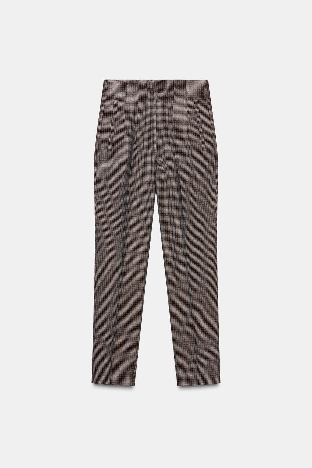 БРЮКИ В КЛЕТКУ С ВЫСОКОЙ ПОСАДКОЙ