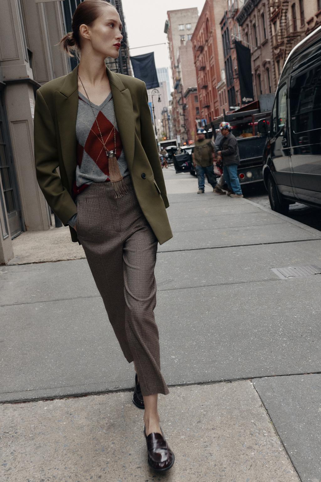 БРЮКИ В КЛЕТКУ С ВЫСОКОЙ ПОСАДКОЙ