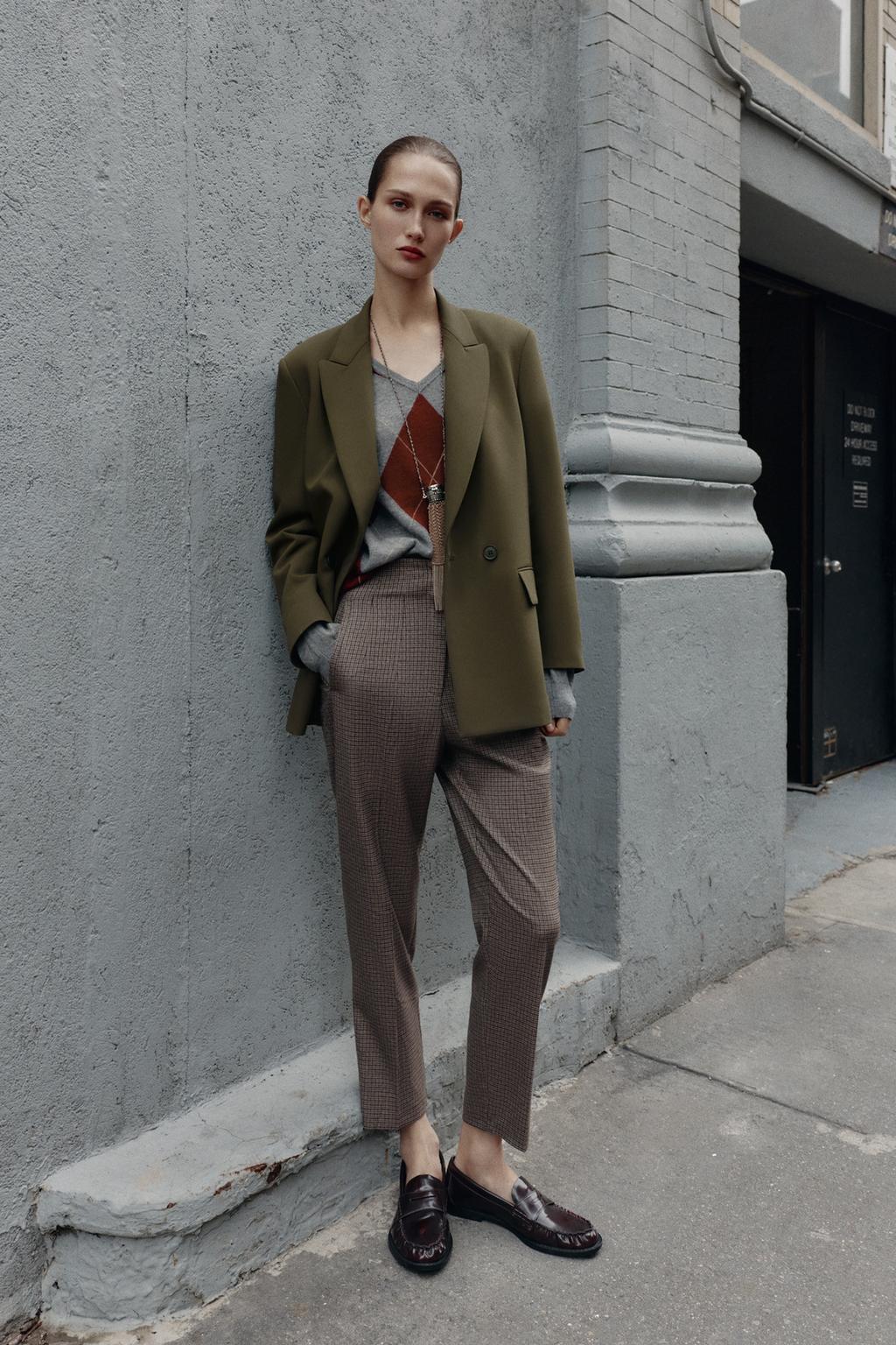 БРЮКИ В КЛЕТКУ С ВЫСОКОЙ ПОСАДКОЙ