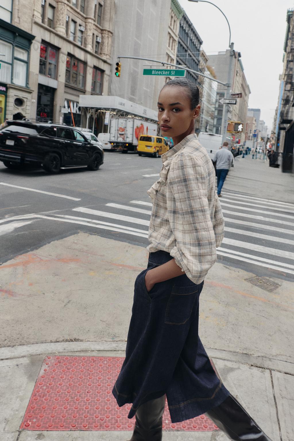 РУБАШКА В КЛЕТКУ С ВОЛАНАМИ