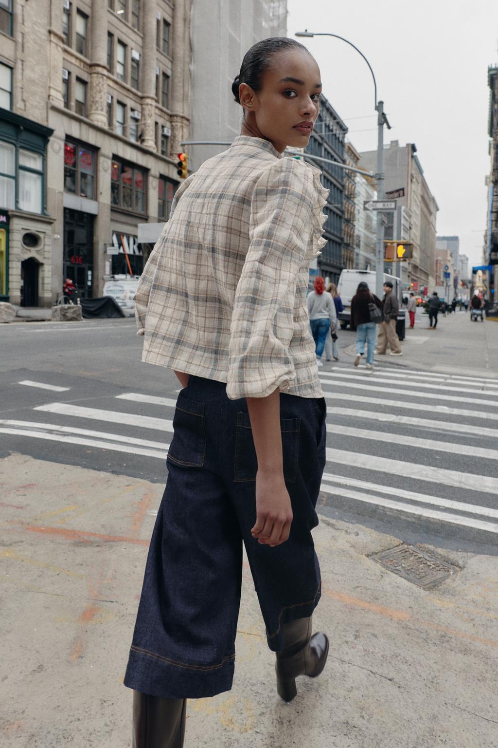 РУБАШКА В КЛЕТКУ С ВОЛАНАМИ