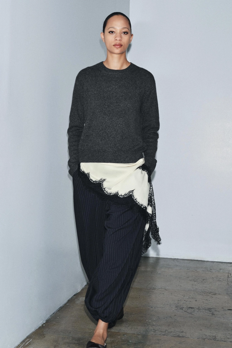 Брюки в полоску с завышенной талией из коллекции zw