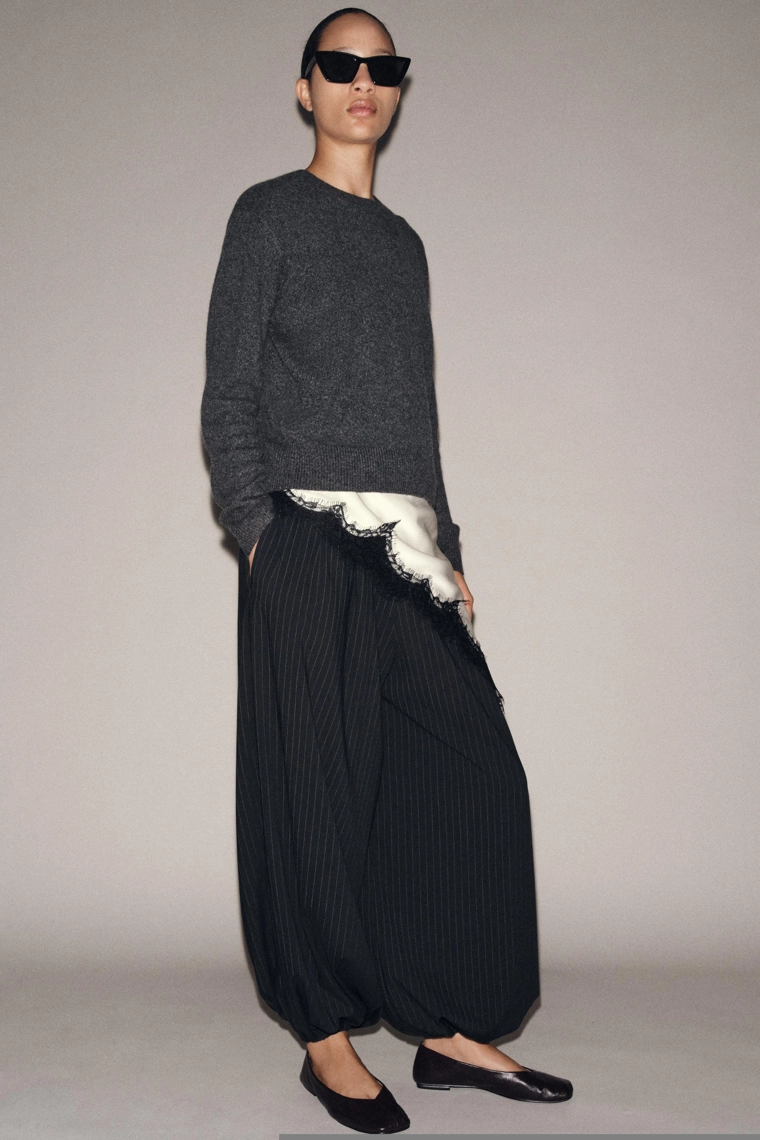 Брюки в полоску с завышенной талией из коллекции zw