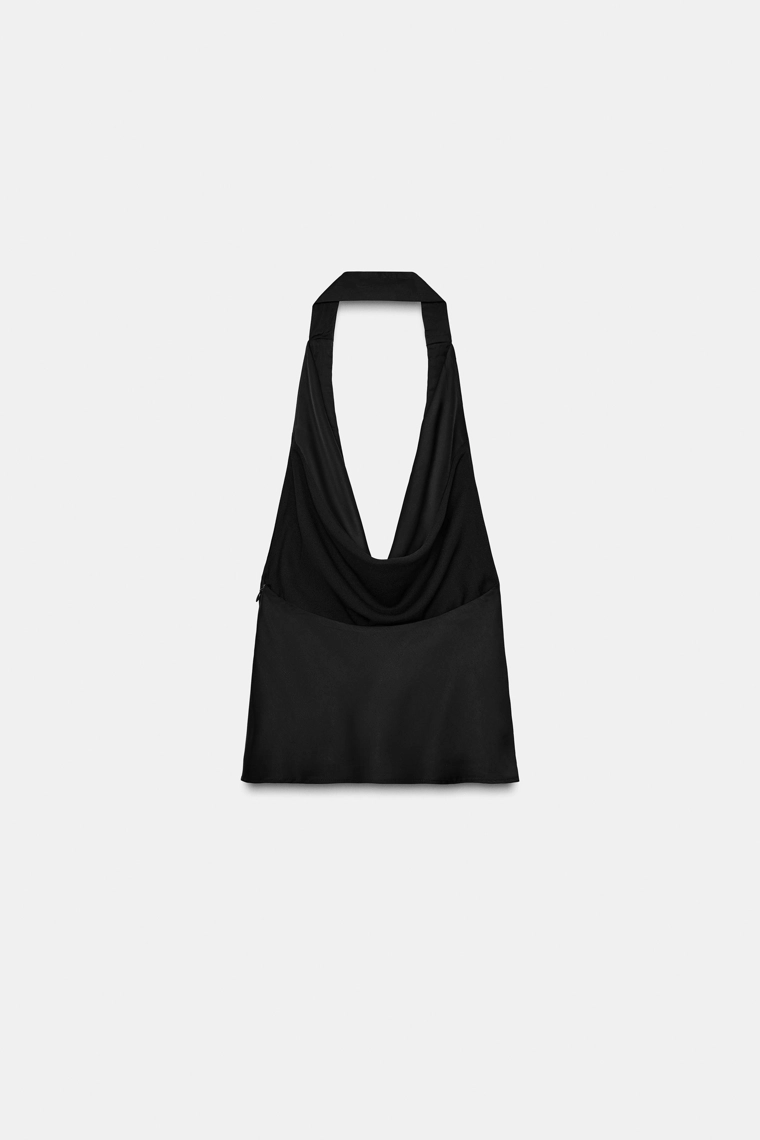 Топ из атласа с шаликом и бисером