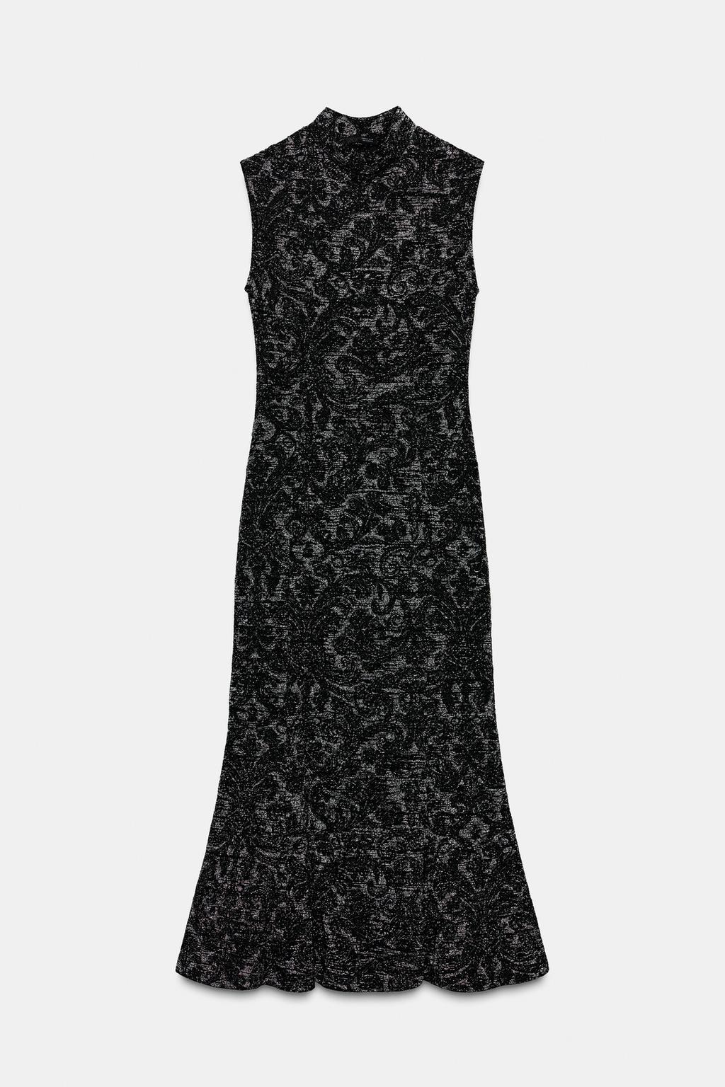 ПЛАТЬЕ ИЗ ЖАККАРДА С МЕТАЛЛИЗИРОВАННОЙ НИТЬЮ