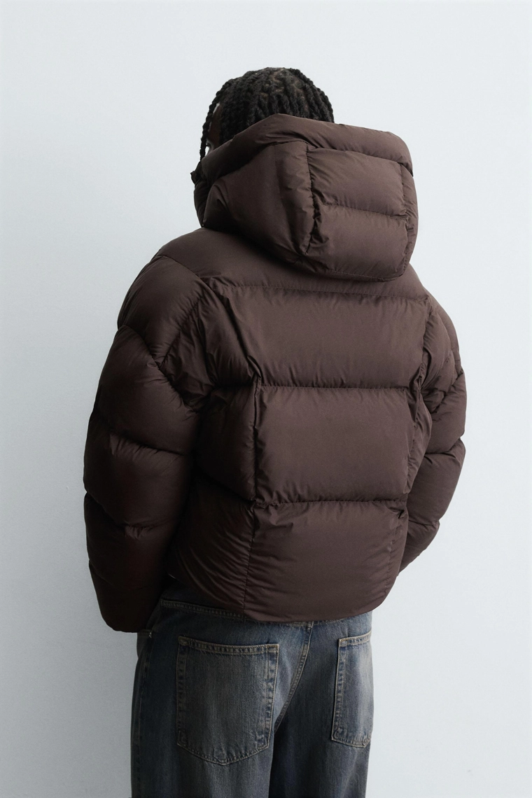 Укороченный пуховик со вставками