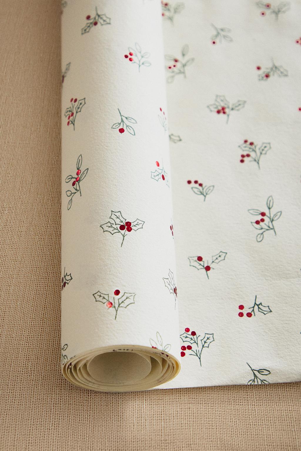 Блестящая упаковочная бумага для подарков на рождество с листьями