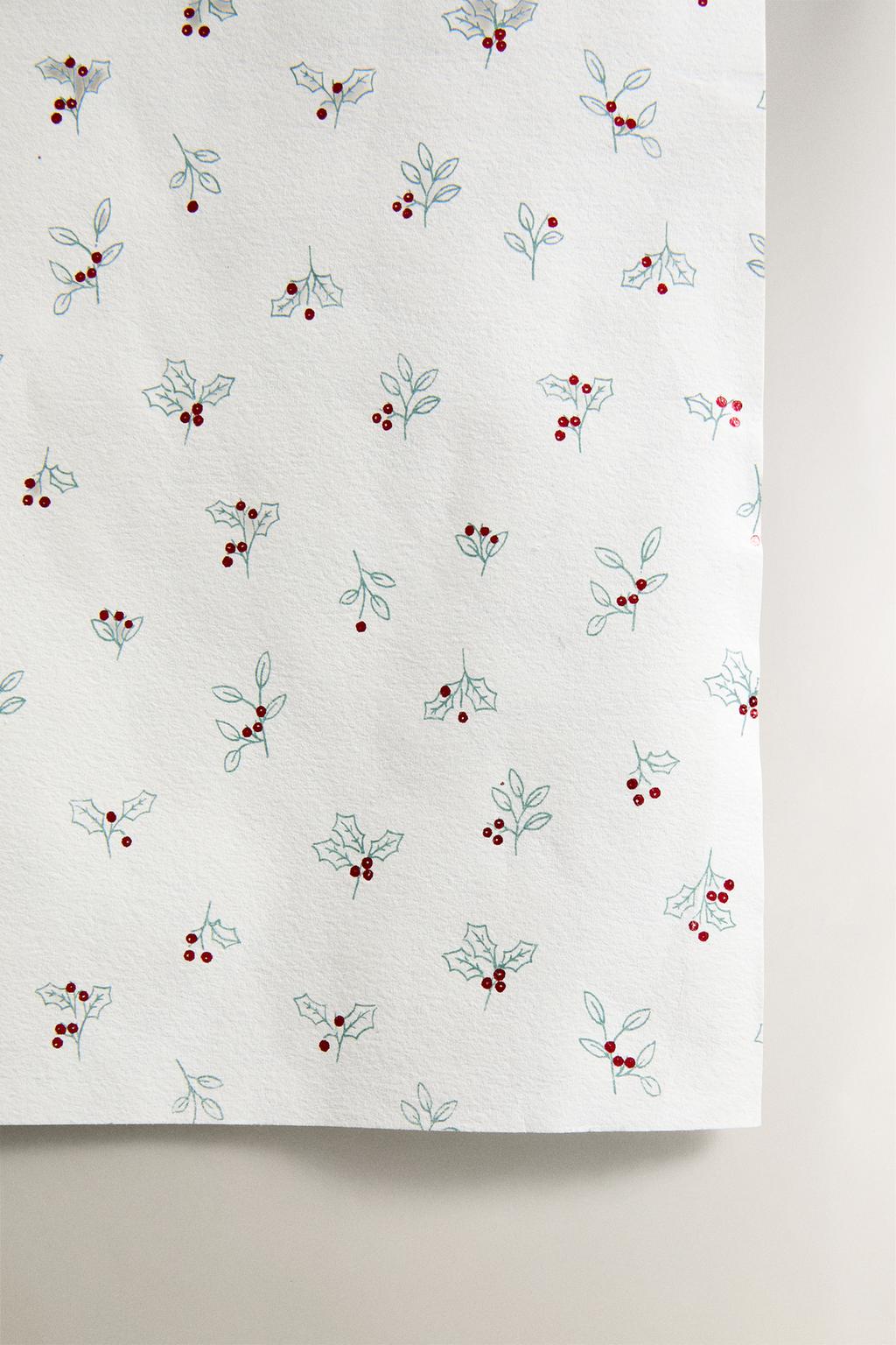 Блестящая упаковочная бумага для подарков на рождество с листьями