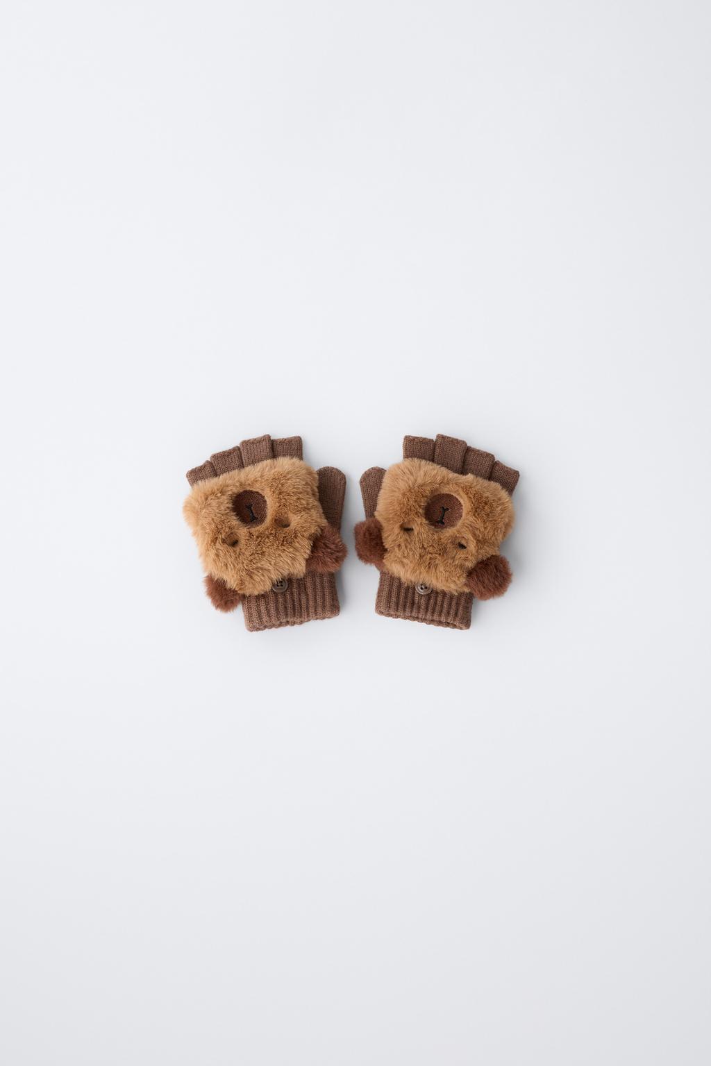 МИТЕНКИ ИЗ ИСКУССТВЕННОГО МЕХА «КАПИБАРА»