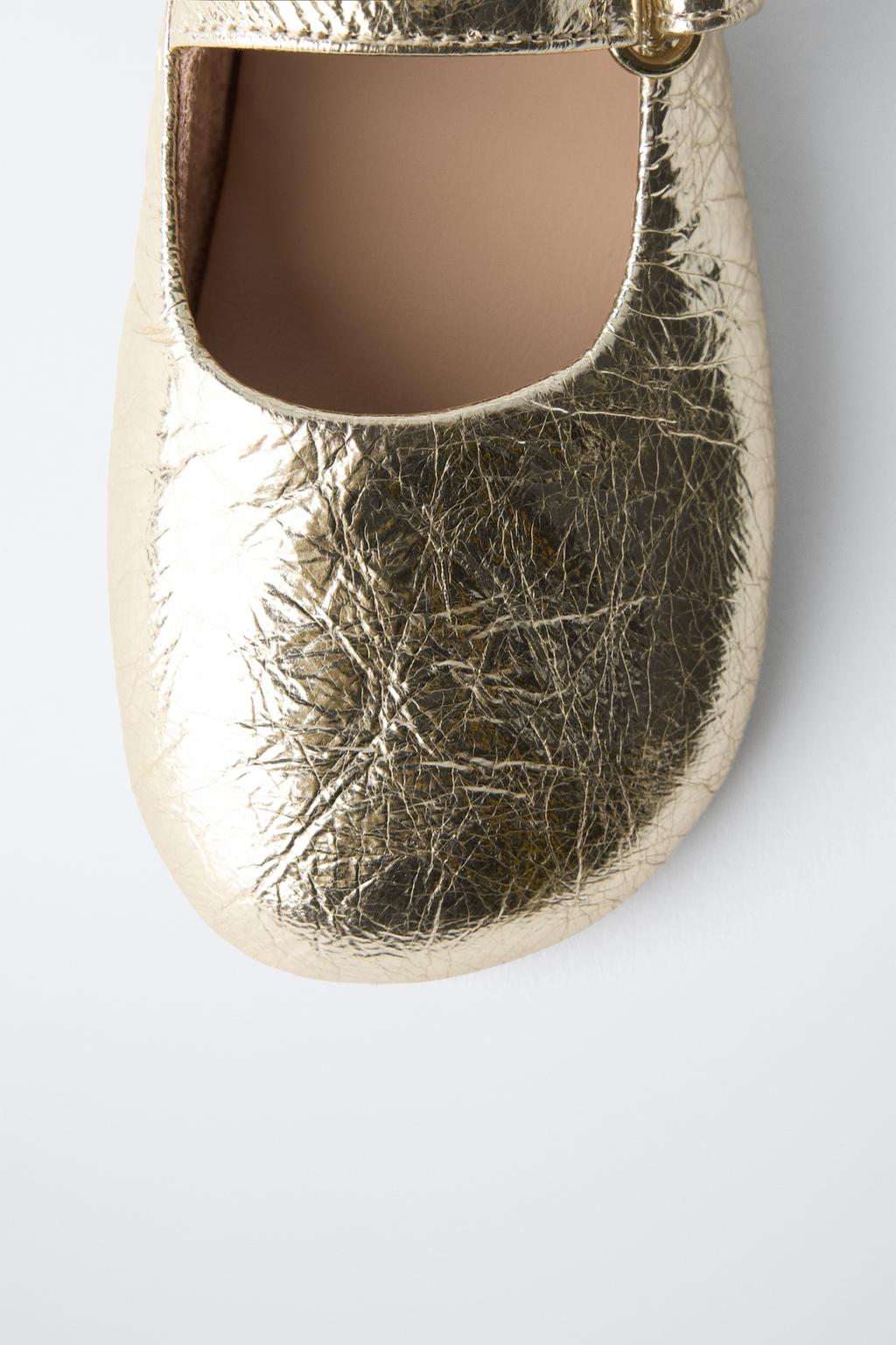 Балетки из металлической кожи