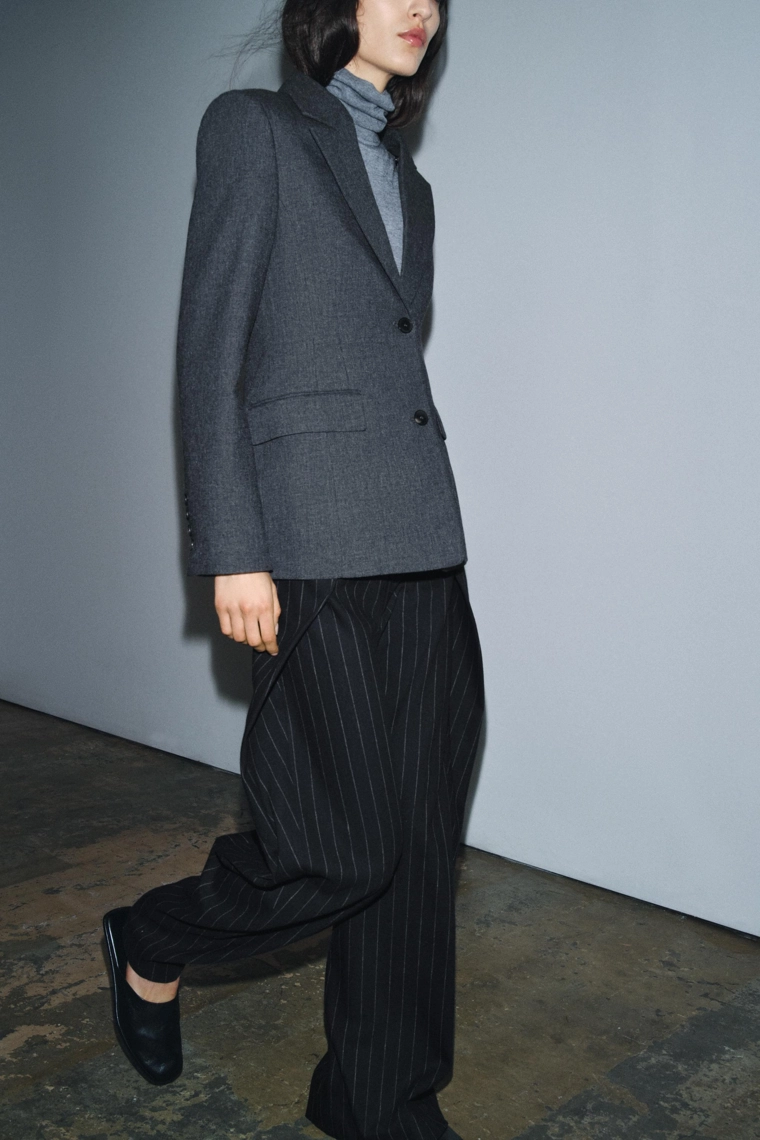 БРЮКИ В ТОНКУЮ ПОЛОСКУ ИЗ ШЕРСТИ — ZW COLLECTION