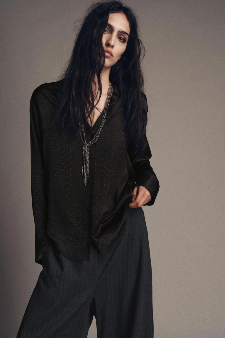 ШЕЛКОВАЯ РУБАШКА В ПИЖАМНОМ СТИЛЕ — ZW COLLECTION