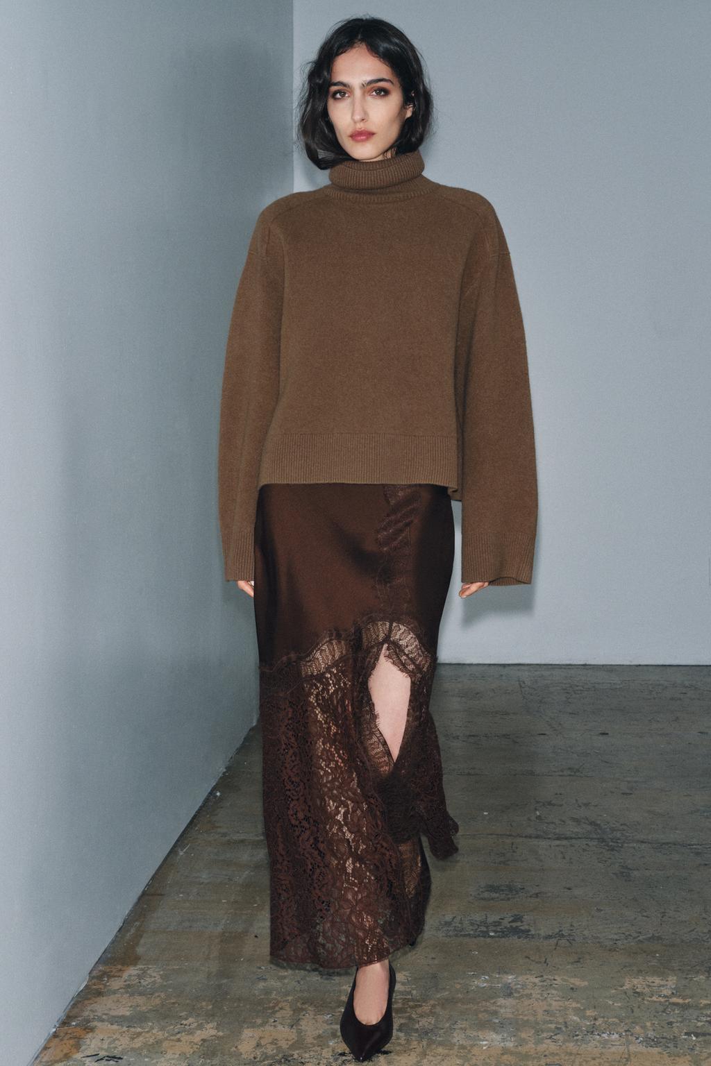 АТЛАСНАЯ ЮБКА С КРУЖЕВОМ ZW COLLECTION