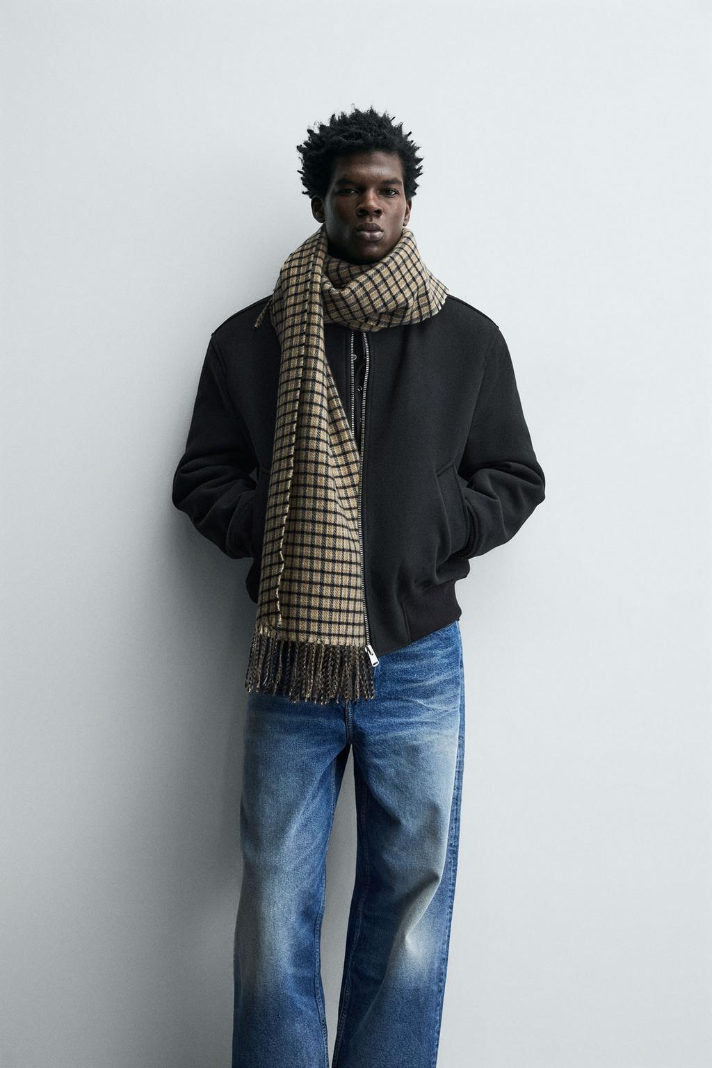 ШАРФ В КЛЕТКУ С БАХРОМОЙ