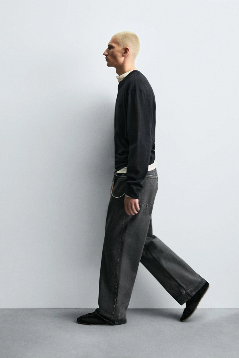 ДЖИНСЫ BAGGY FIT С ЭФФЕКТОМ ВОЩЕНИЯ