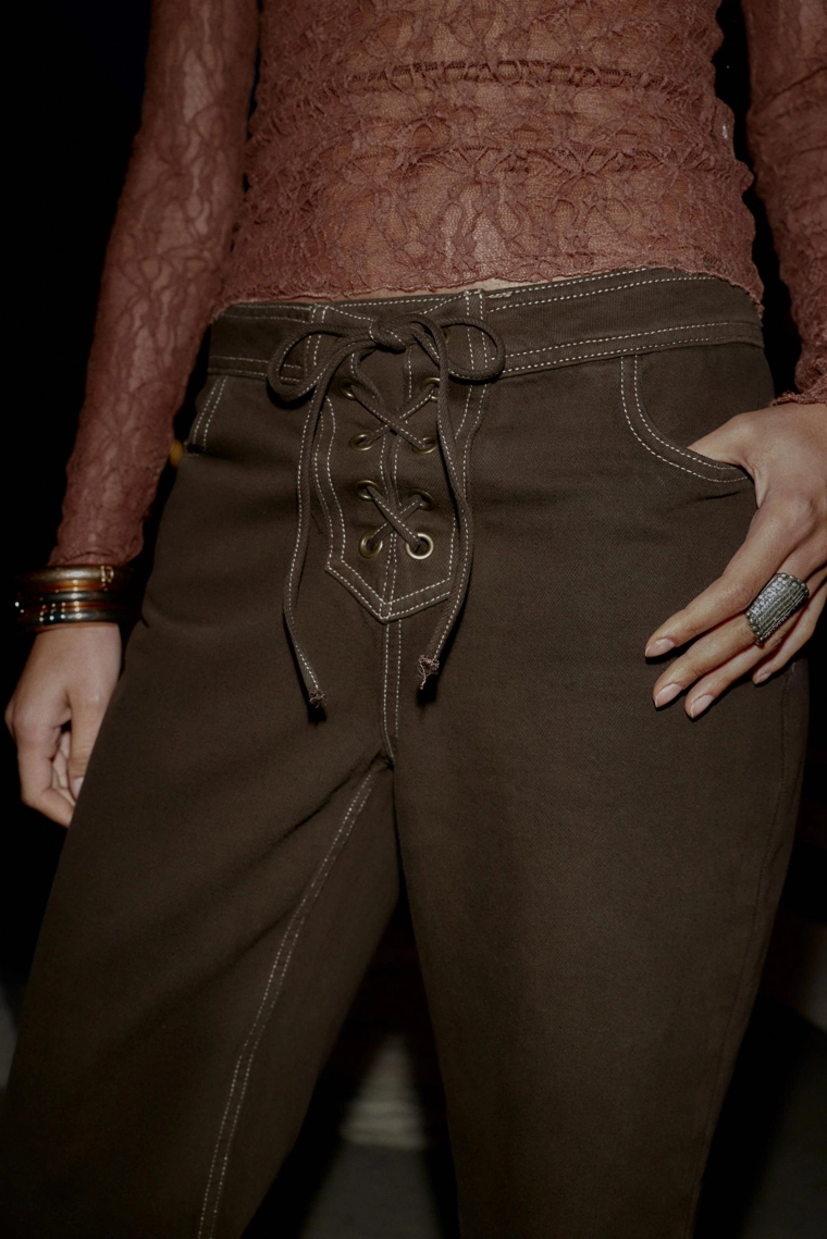 ДЖИНСЫ Z1975 STRAIGHT С ВЫСОКОЙ ПОСАДКОЙ И ШНУРКАМИ