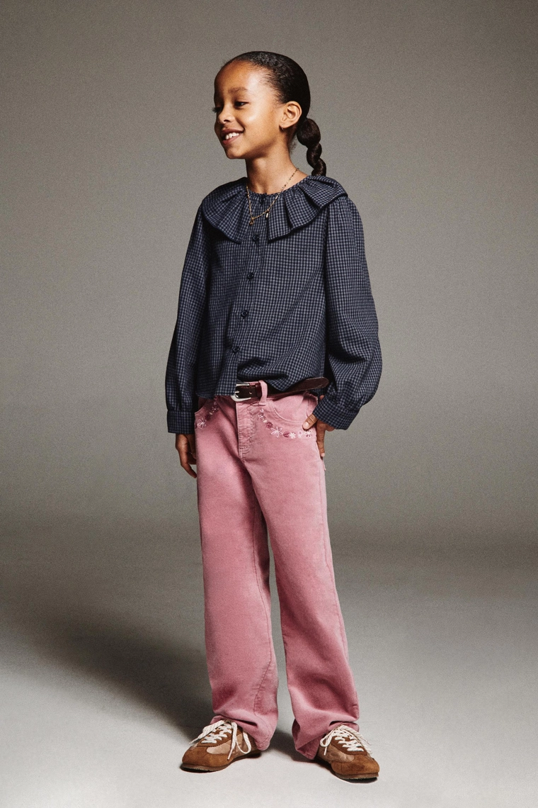 БАРХАТНЫЕ БРЮКИ С ВЫШИТЫМИ ЦВЕТАМИ