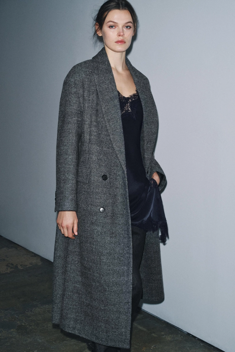 ПАЛЬТО В КЛЕТКУ ИЗ 100% ШЕРСТИ — ZW COLLECTION LIMITED EDITION