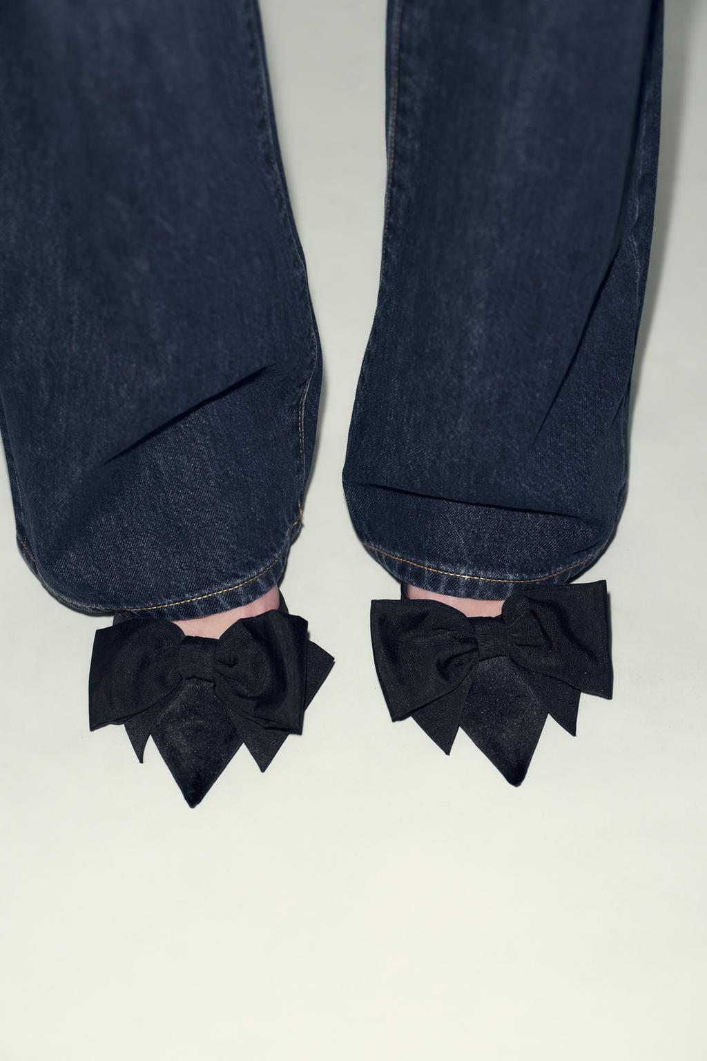 БАРХАТНЫЕ ТУФЛИ-МЮЛИ С БАНТОМ