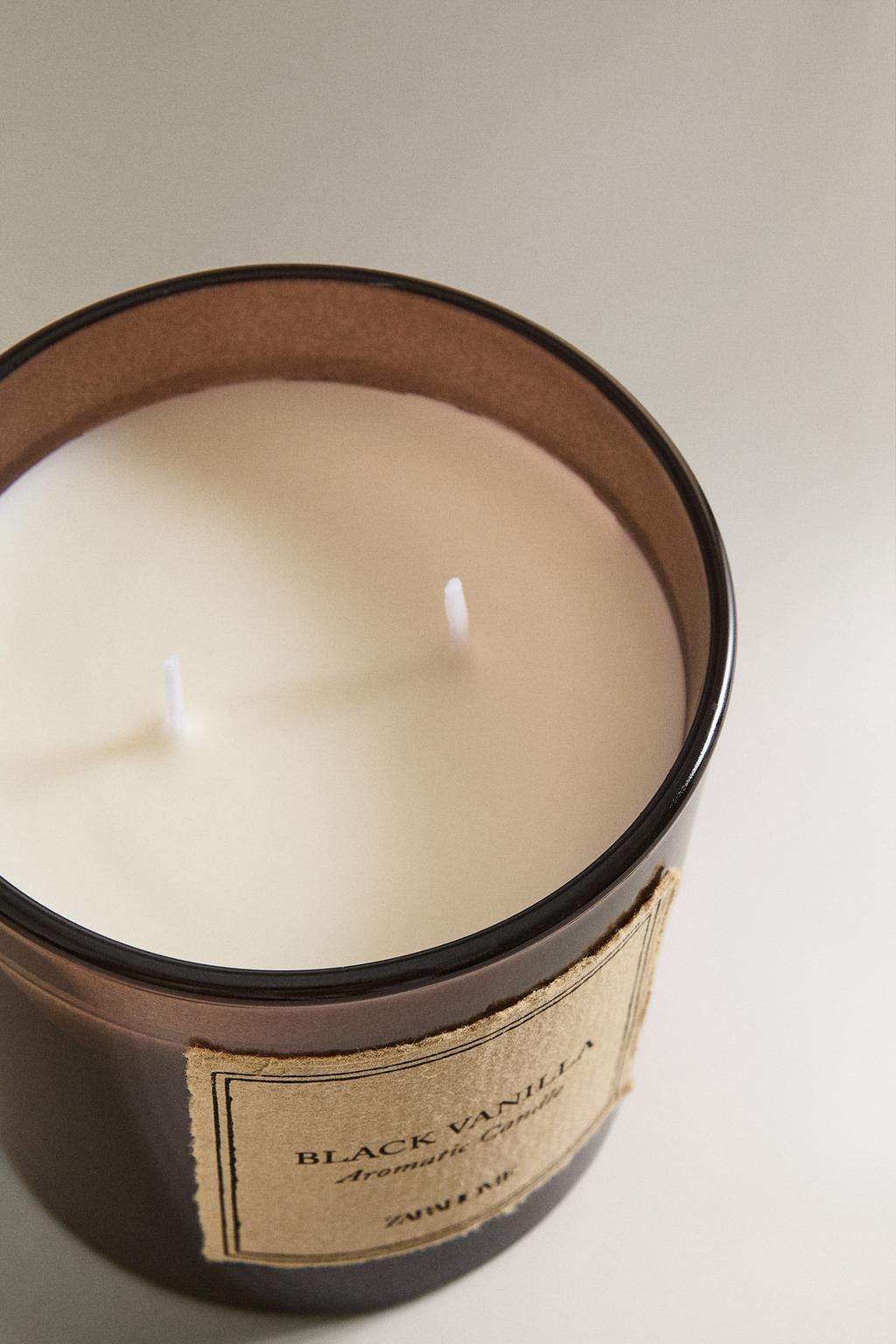 350 г черная ванильная ароматизированная свеча