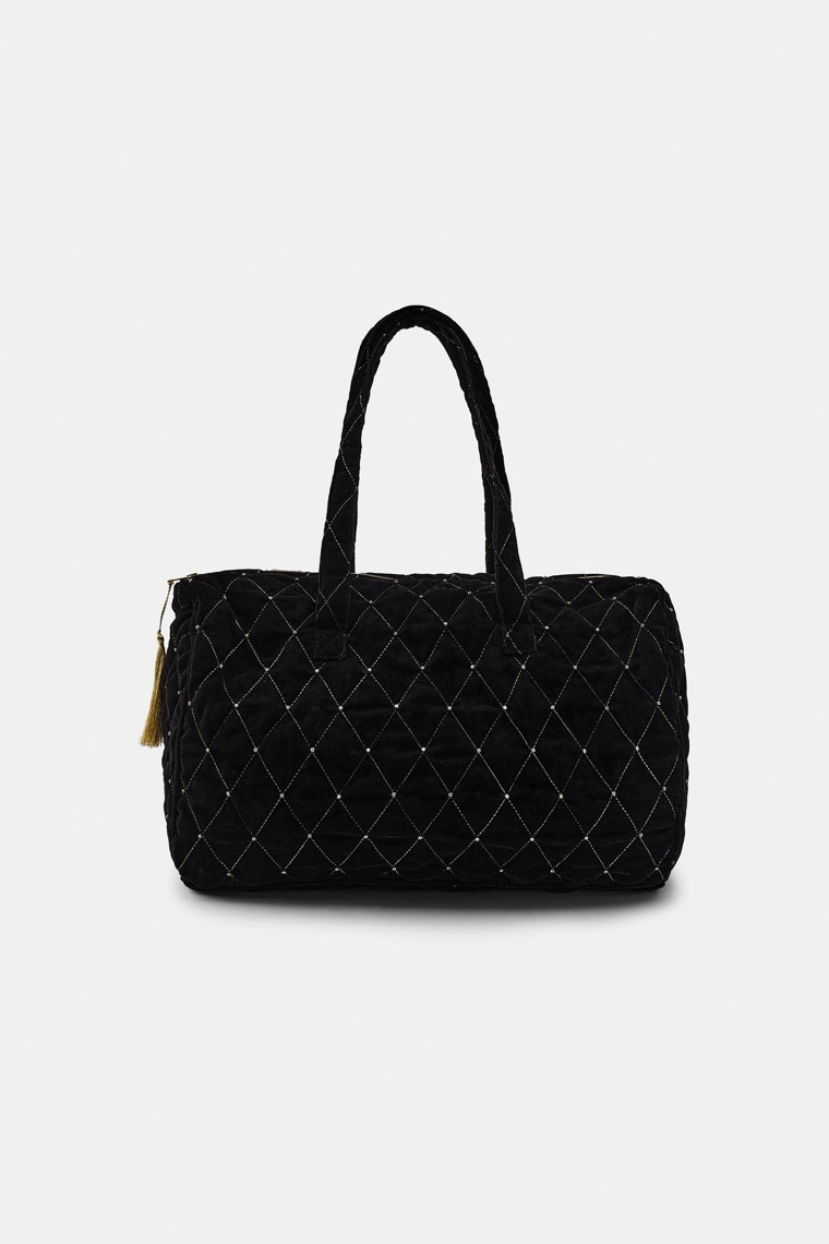 СТЕГАНАЯ СУМКА ИЗ БАРХАТА С БЛЕСКАМИ