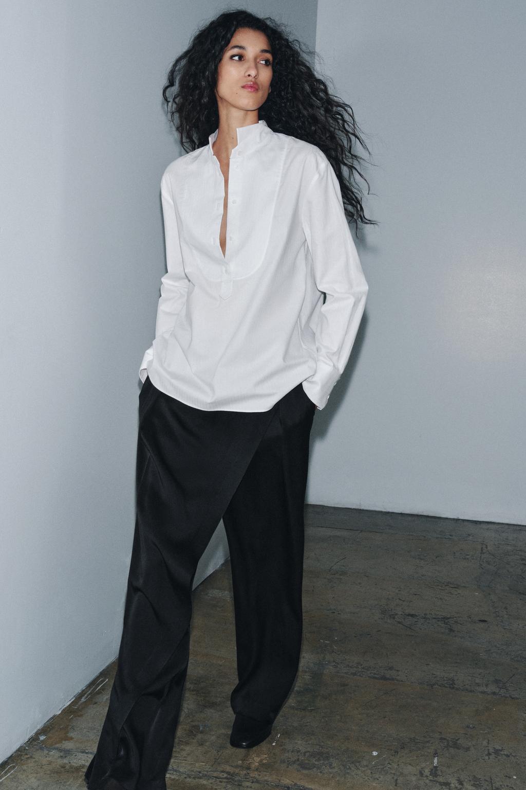 РУБАШКА ИЗ ПОПЛИНА С НАГРУДНОЙ ПЛАНКОЙ — ZW COLLECTION