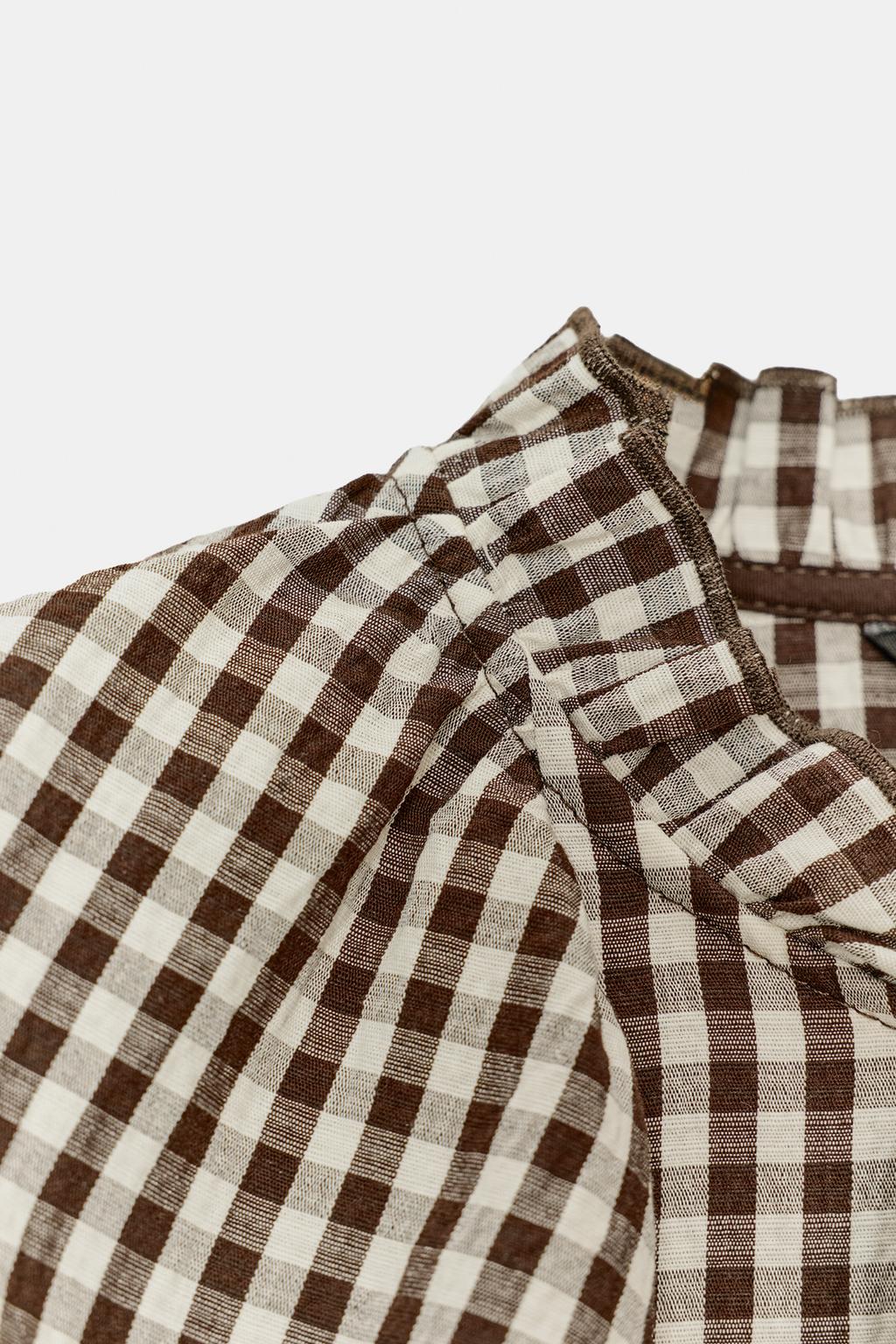 БЛУЗА С ВОЛАНАМИ В КЛЕТКУ ВИШИ