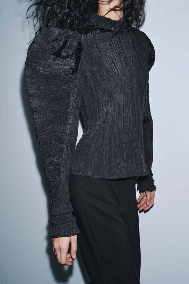 ЖАТАЯ БЛУЗКА С ОБЪЕМНЫМИ РУКАВАМИ — ZW COLLECTION