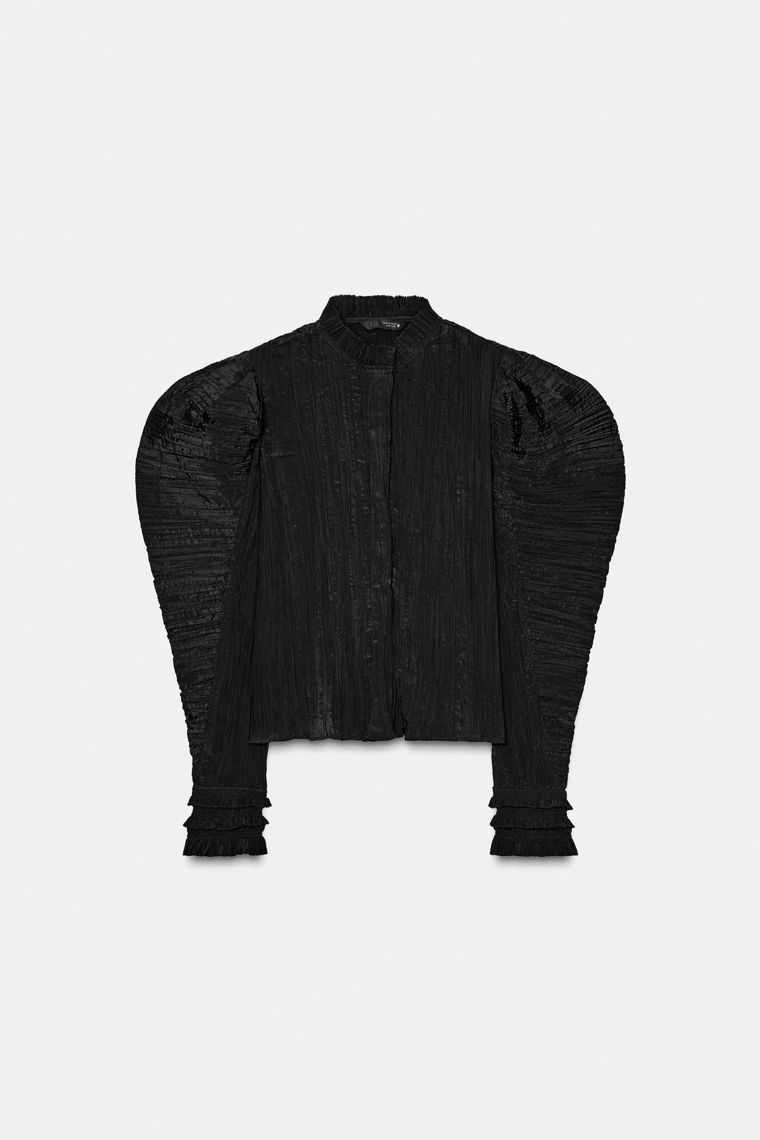 ЖАТАЯ БЛУЗКА С ОБЪЕМНЫМИ РУКАВАМИ — ZW COLLECTION